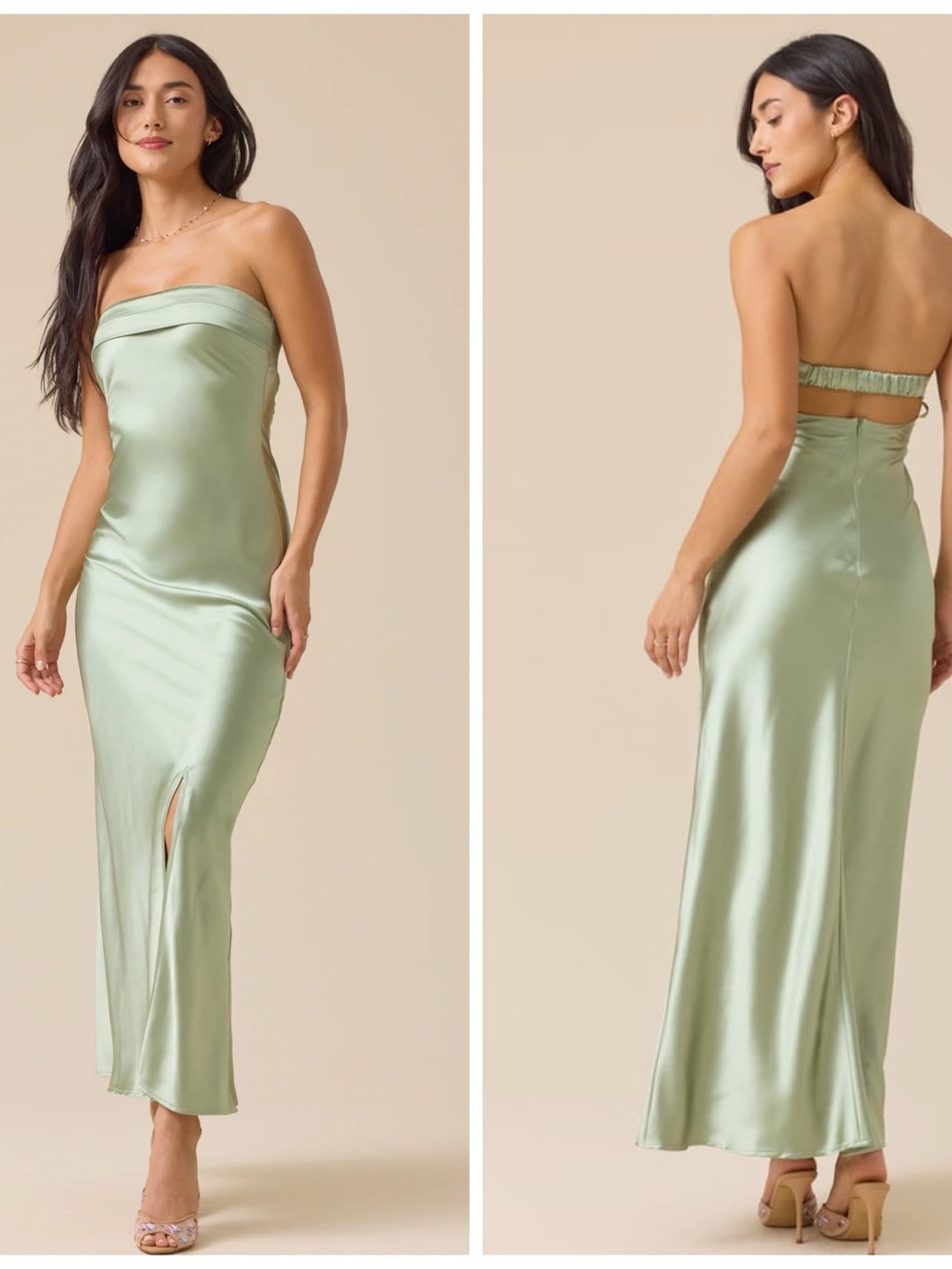 NWT‎ Altar’d State Paityn Strapless Maxi Dress Dark Sage Slit Size M MSRP $82